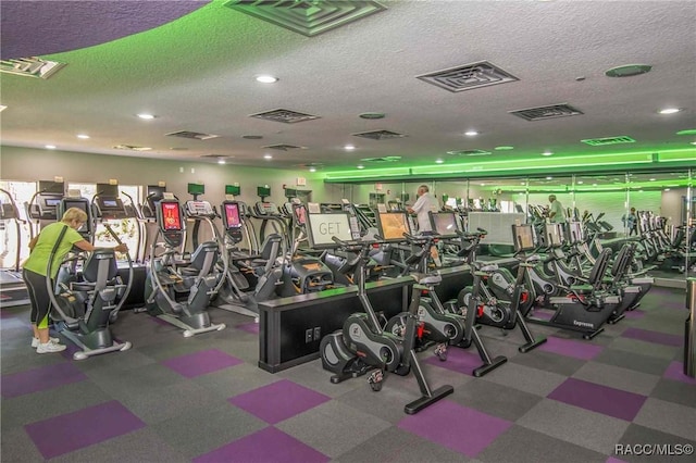 1868 W Shanelle Path, Lecanto, FL 34461 - workout area with a textured ceiling and recessed lighting