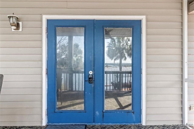 doorway to property with french doors