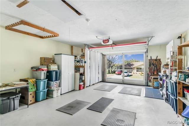 garage with a garage door opener