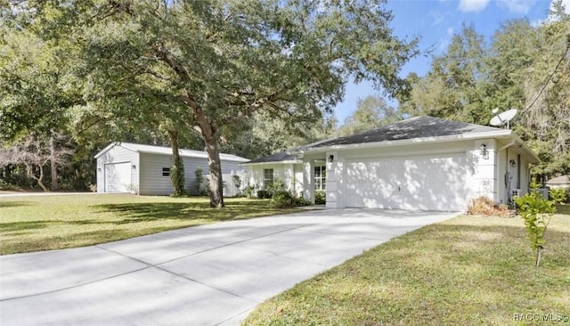 ranch-style house with a front lawn