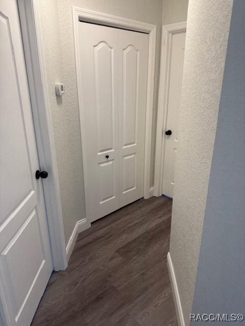 hallway featuring dark hardwood / wood-style floors