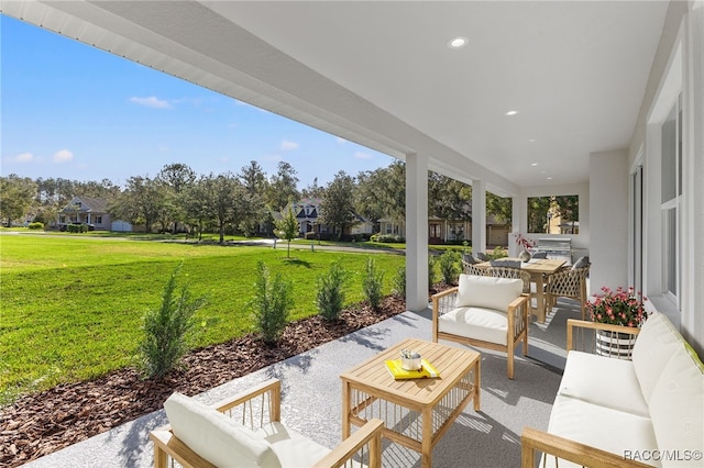 view of patio with an outdoor living space