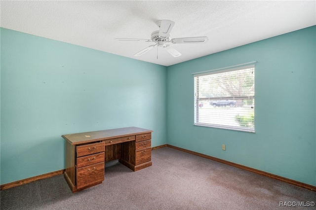 262 N Indianapolis Ave, Hernando, FL 34442 - unfurnished office with light colored carpet, baseboards, a ceiling fan, and a textured ceiling