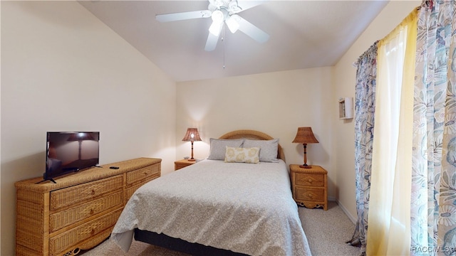 4690 W Tomahawk Dr, Beverly Hills, FL 34465 - carpeted bedroom with lofted ceiling, a ceiling fan, and baseboards