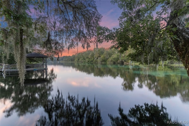 water view featuring a gazebo