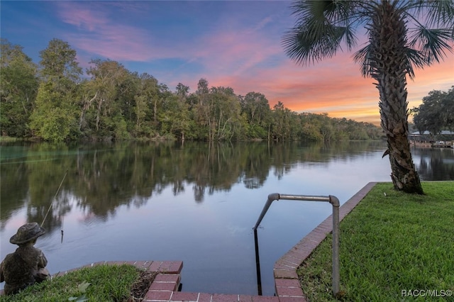 view of dock featuring a water view