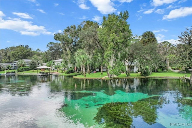 view of water feature featuring a gazebo