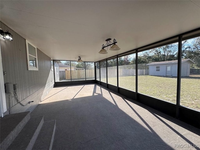 view of unfurnished sunroom