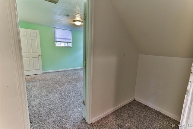 additional living space with vaulted ceiling and carpet