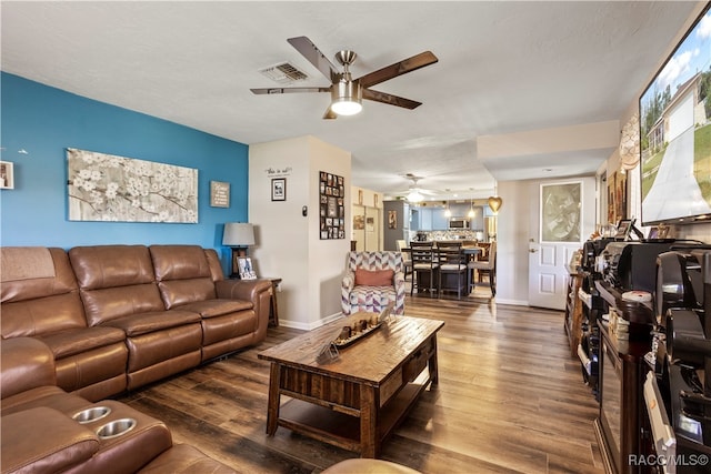 living room with hardwood / wood-style flooring