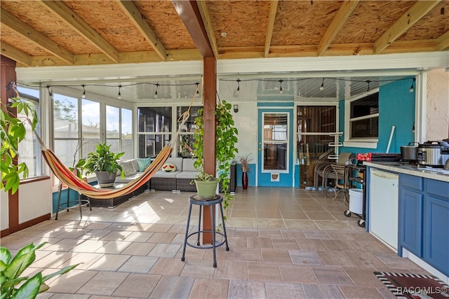 view of unfurnished sunroom