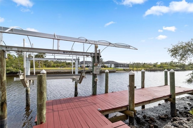 dock area with a water view