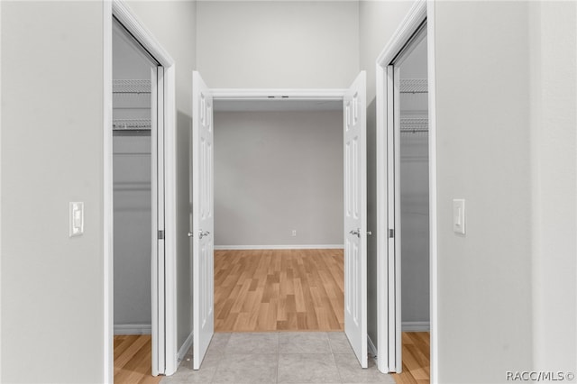 hall featuring light hardwood / wood-style flooring