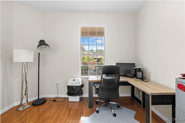 office area featuring hardwood / wood-style flooring