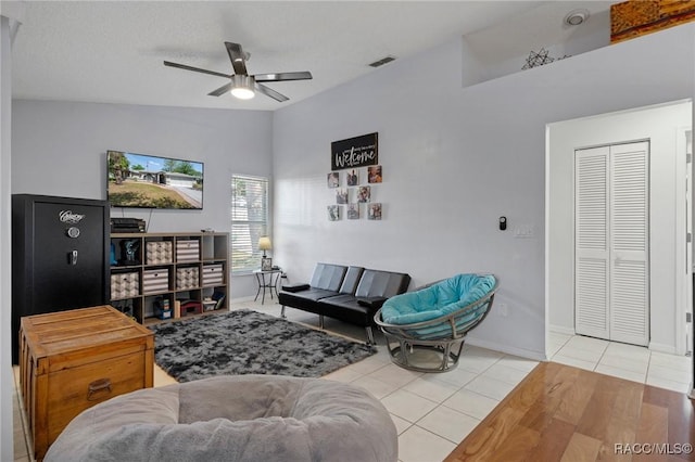 483 N Turkey Pine Loop, Lecanto, FL 34461 - tiled living area featuring visible vents, baseboards, and ceiling fan