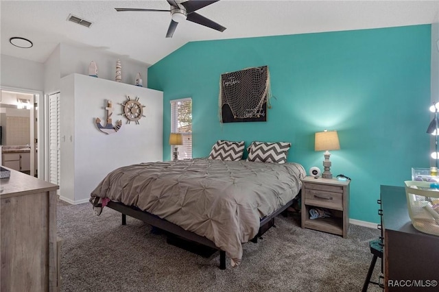 483 N Turkey Pine Loop, Lecanto, FL 34461 - bedroom with baseboards, vaulted ceiling, visible vents, and carpet