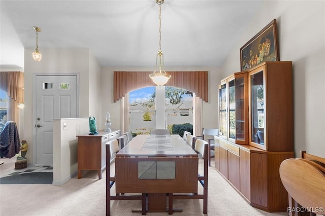 view of carpeted dining room