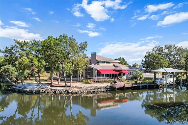 exterior space featuring a water view