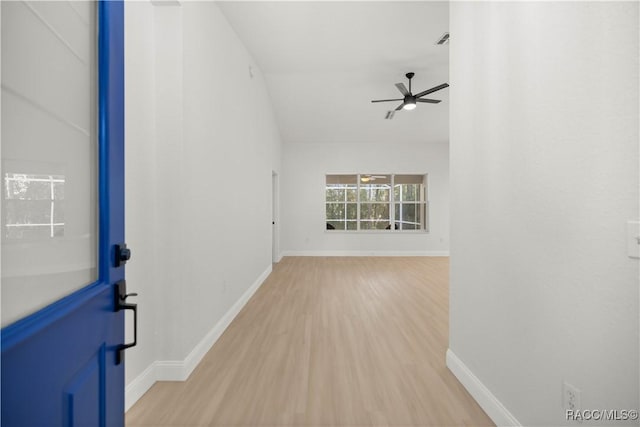 interior space featuring light hardwood / wood-style floors and ceiling fan