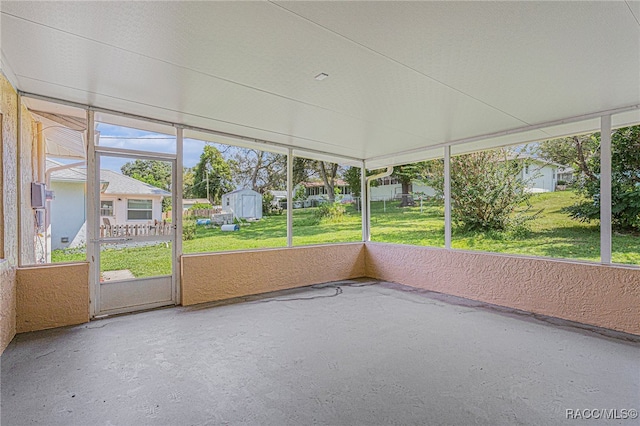 view of unfurnished sunroom