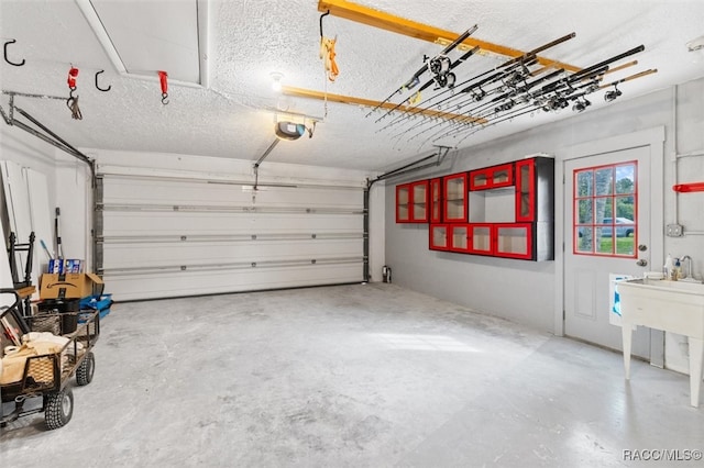 garage with a garage door opener