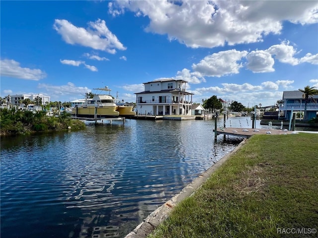 dock area featuring a water view