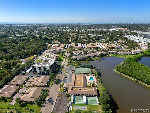 bird's eye view featuring a water view