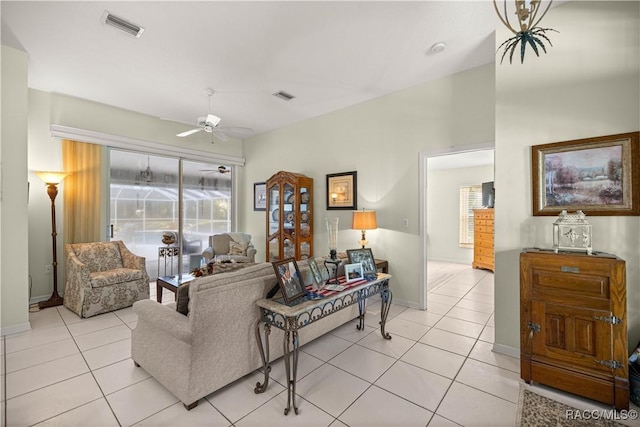 2 Nancy Pkwy, Yankeetown, FL 34498 - living room featuring a ceiling fan and light tile patterned floors