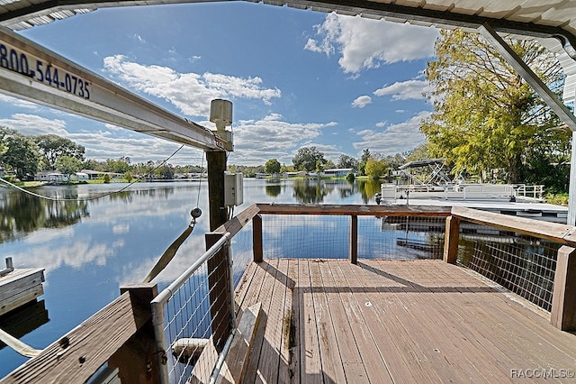 view of dock featuring a water view