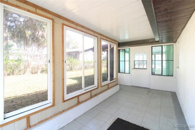 view of unfurnished sunroom