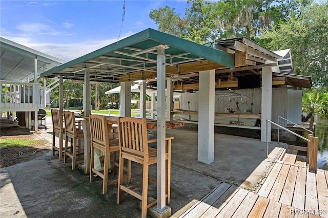 view of patio / terrace with a bar