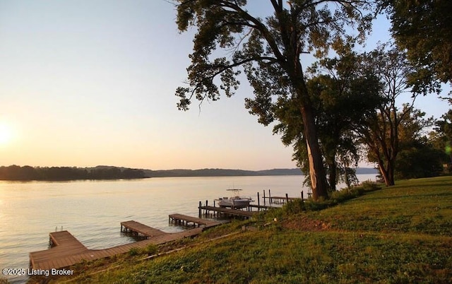 dock area featuring a water view