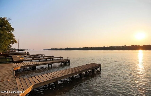 view of dock featuring a water view