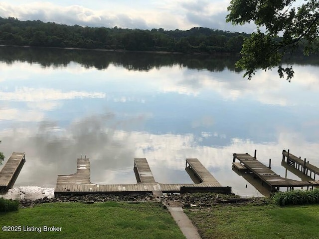 view of dock featuring a water view