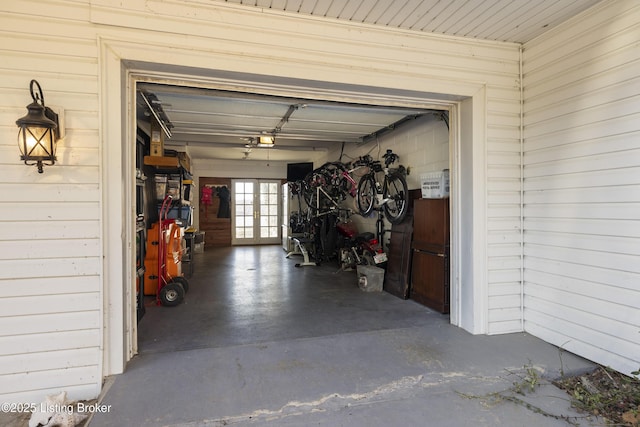 garage with a garage door opener