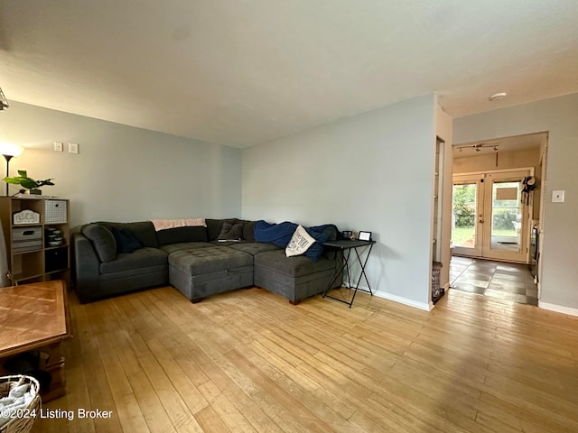 living room featuring light hardwood / wood-style flooring