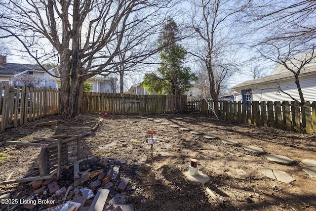 view of yard with a fenced backyard