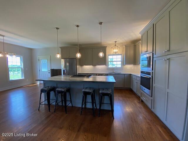 300 Sadie Ln, Bardstown, KY 40004 - kitchen featuring stainless steel appliances, a sink, healthy amount of natural light, and a kitchen bar