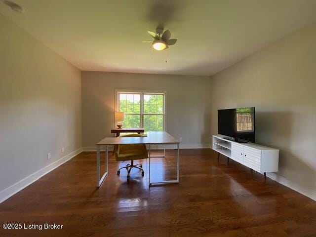 300 Sadie Ln, Bardstown, KY 40004 - office featuring baseboards, ceiling fan, and wood finished floors