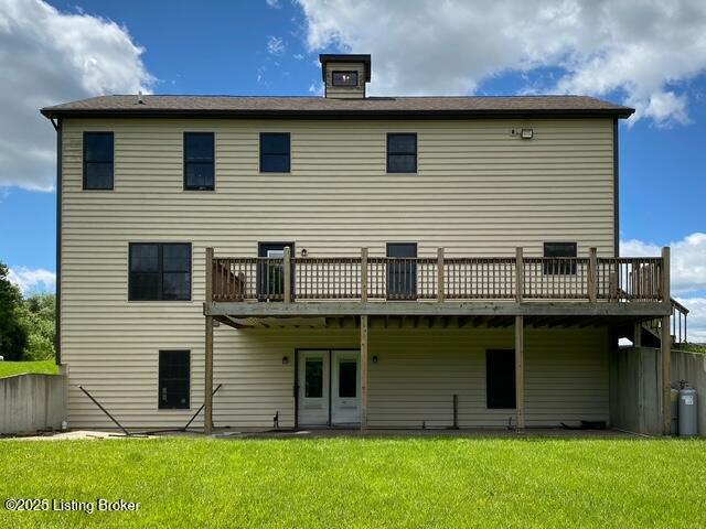 300 Sadie Ln, Bardstown, KY 40004 - rear view of property with a wooden deck and a lawn