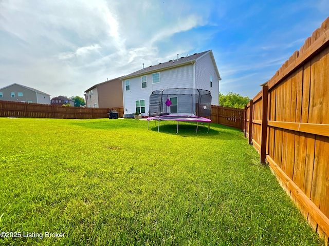12023 Cascade Falls Trl, Louisville, KY 40229 - back of property featuring a trampoline and a fenced backyard