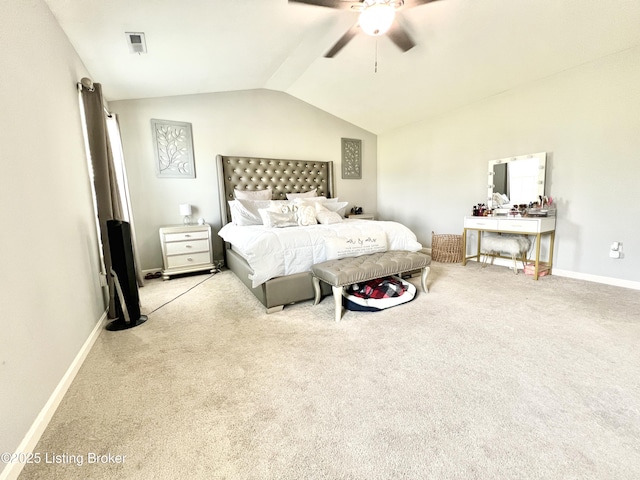 12023 Cascade Falls Trl, Louisville, KY 40229 - bedroom featuring light colored carpet, lofted ceiling, and a ceiling fan