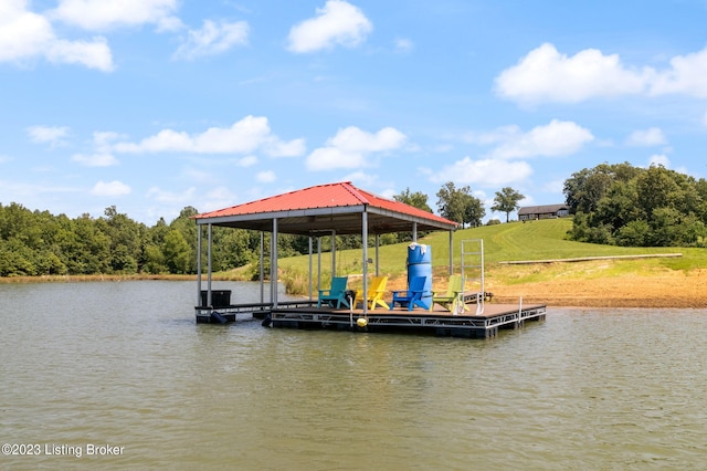 dock area featuring a water view