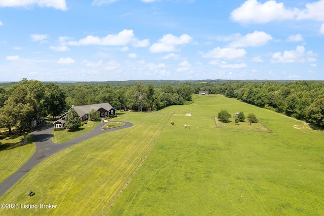 birds eye view of property with a rural view