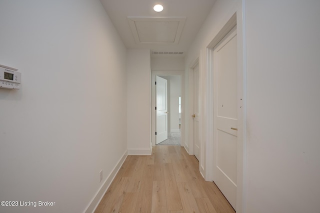 hall featuring light hardwood / wood-style flooring