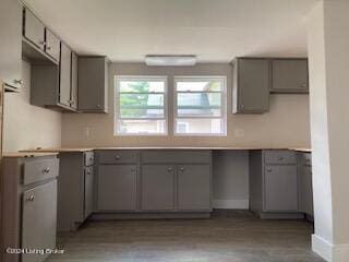 kitchen with gray cabinetry