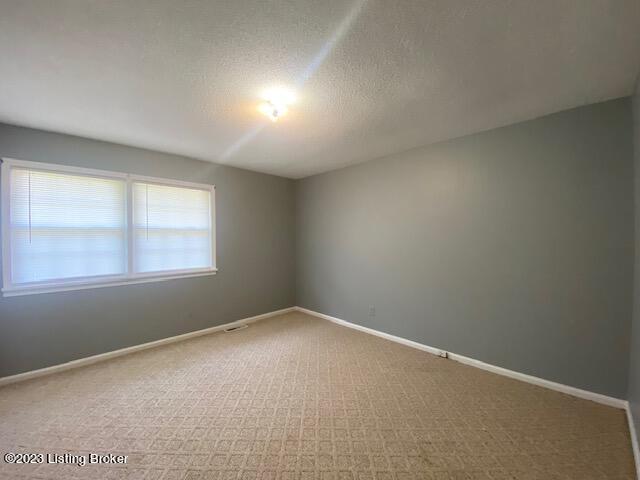 carpeted spare room featuring a textured ceiling