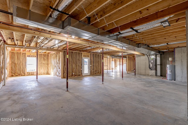 basement with water heater