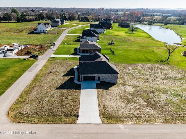 view of home's community with a water view