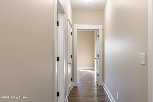 corridor featuring dark hardwood / wood-style floors